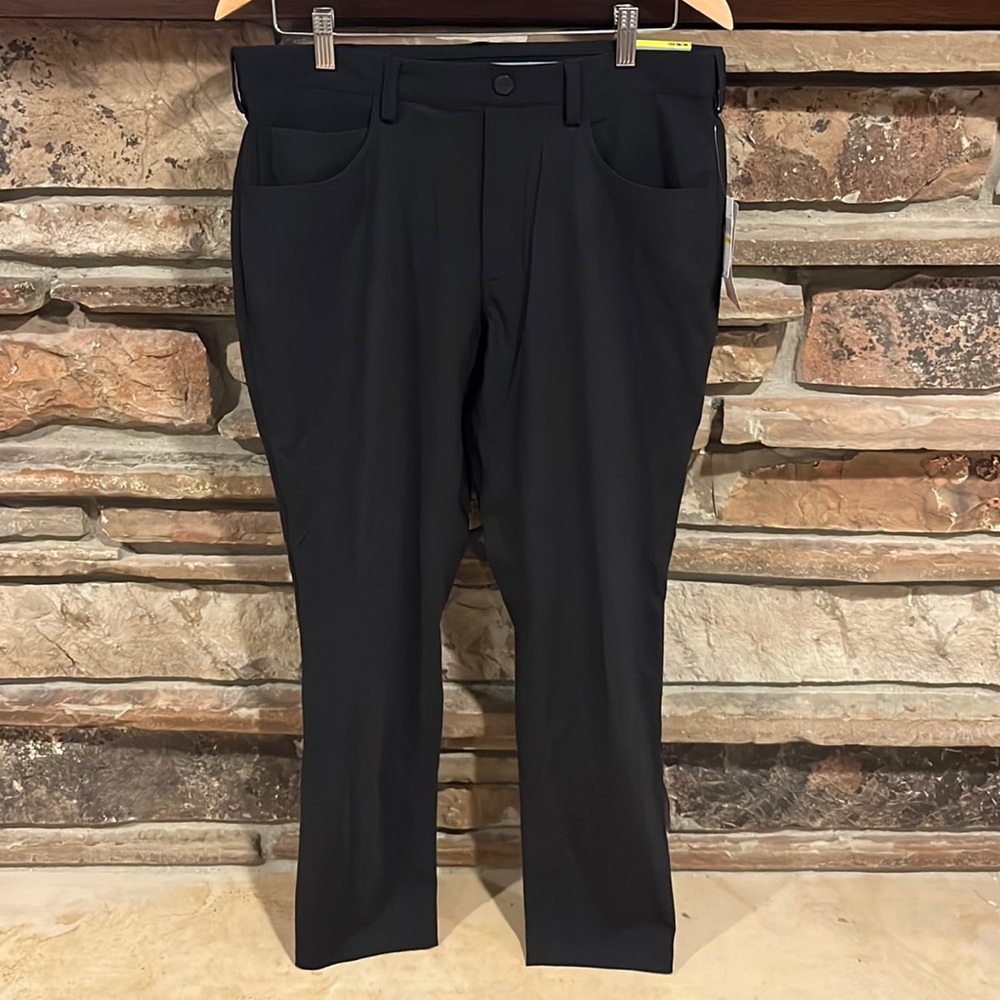 PGA Tour Black Flat Front Stretch Golf Pants UPF 50